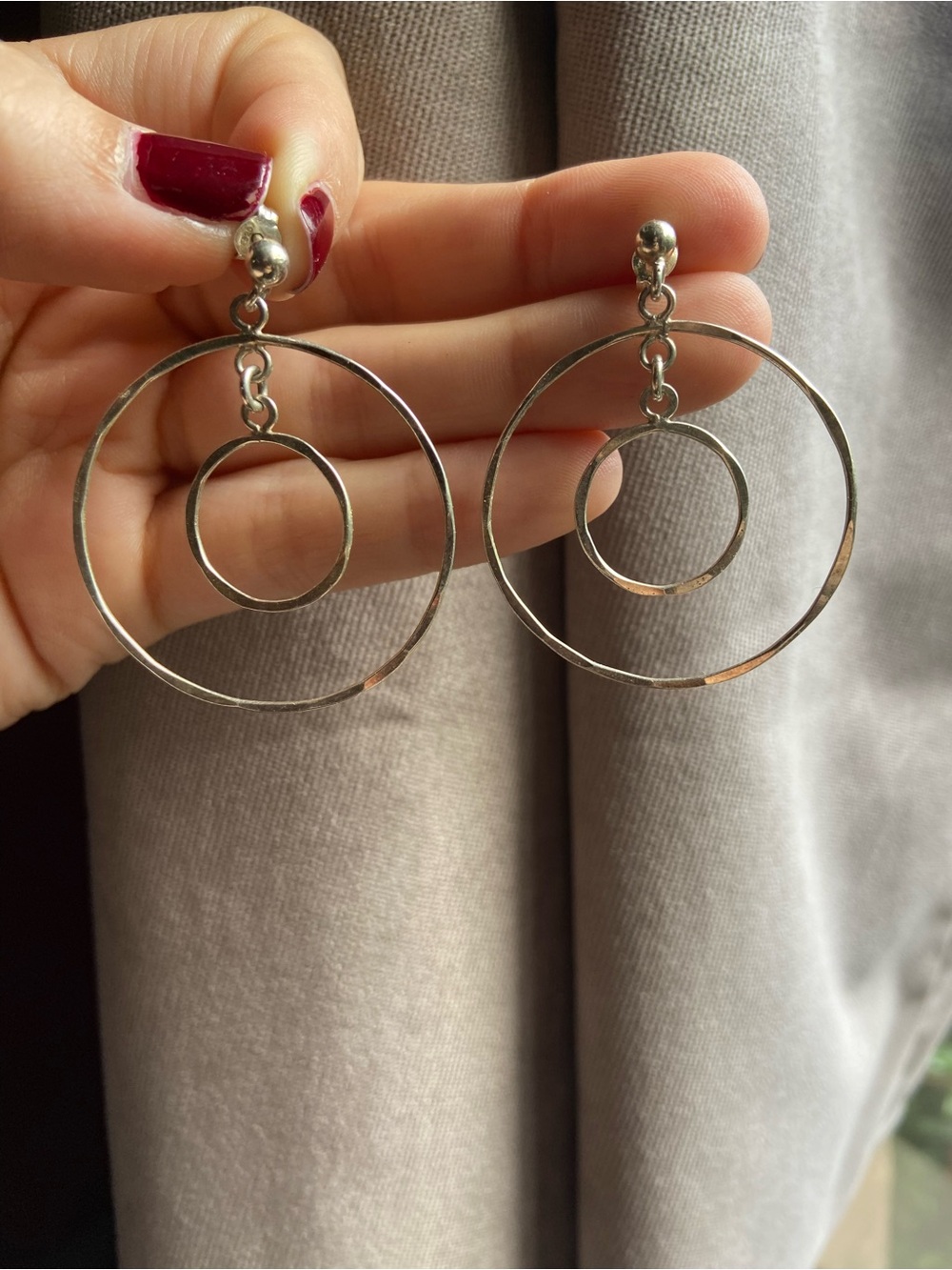 4/$10 Double Hoop Silver Stud Earrings
